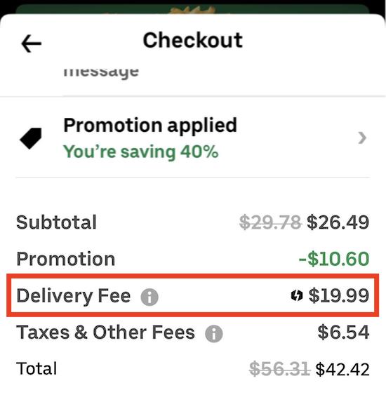 Comparing uber eats coupons against hidden service fees at checkout